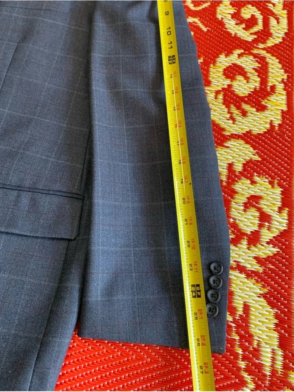 Joseph & Feiss 100% Wool Gray Windowpane Plaid Sport Coat‎ Blazer Jacket SZ 52R